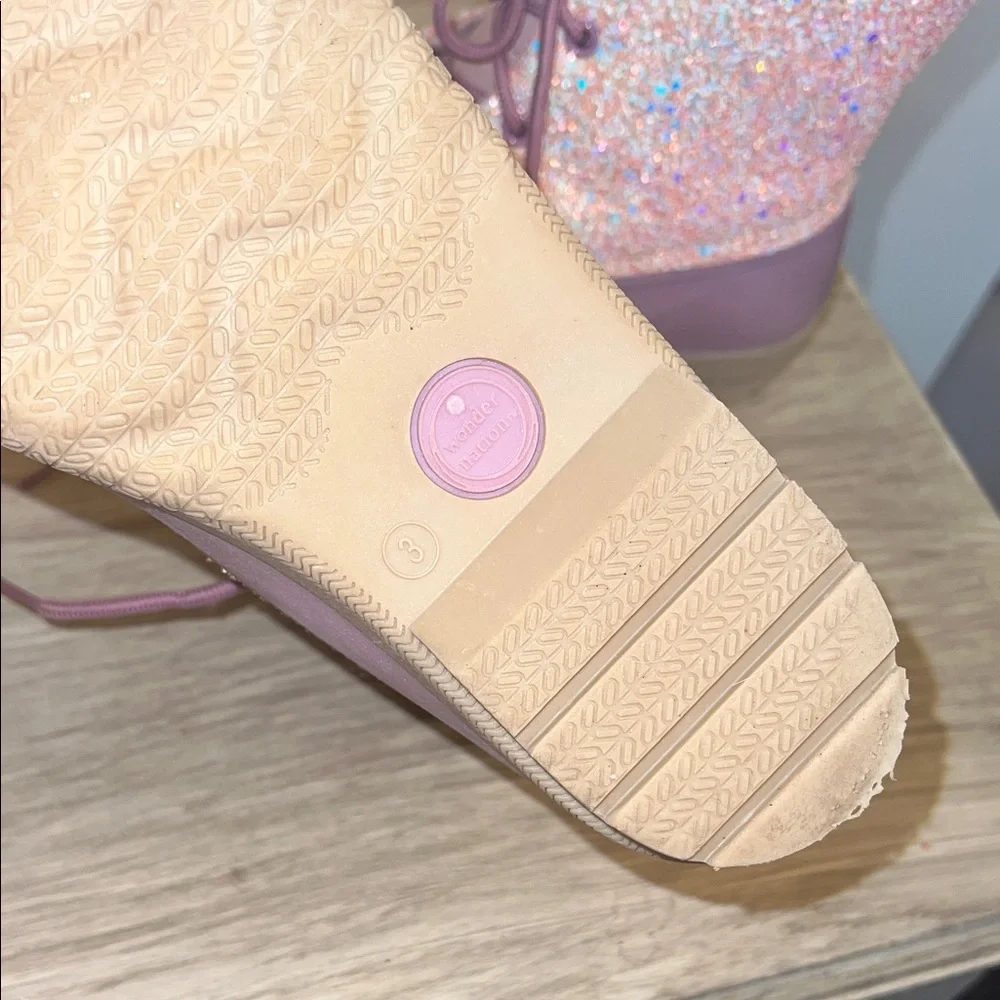 Wonder Nation Girls size 3 Pink Glitter Duck Boots. Exc condition